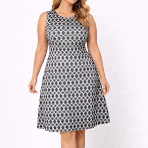 Black & Tan Sleeveless Geometric Print Dress Petite XL